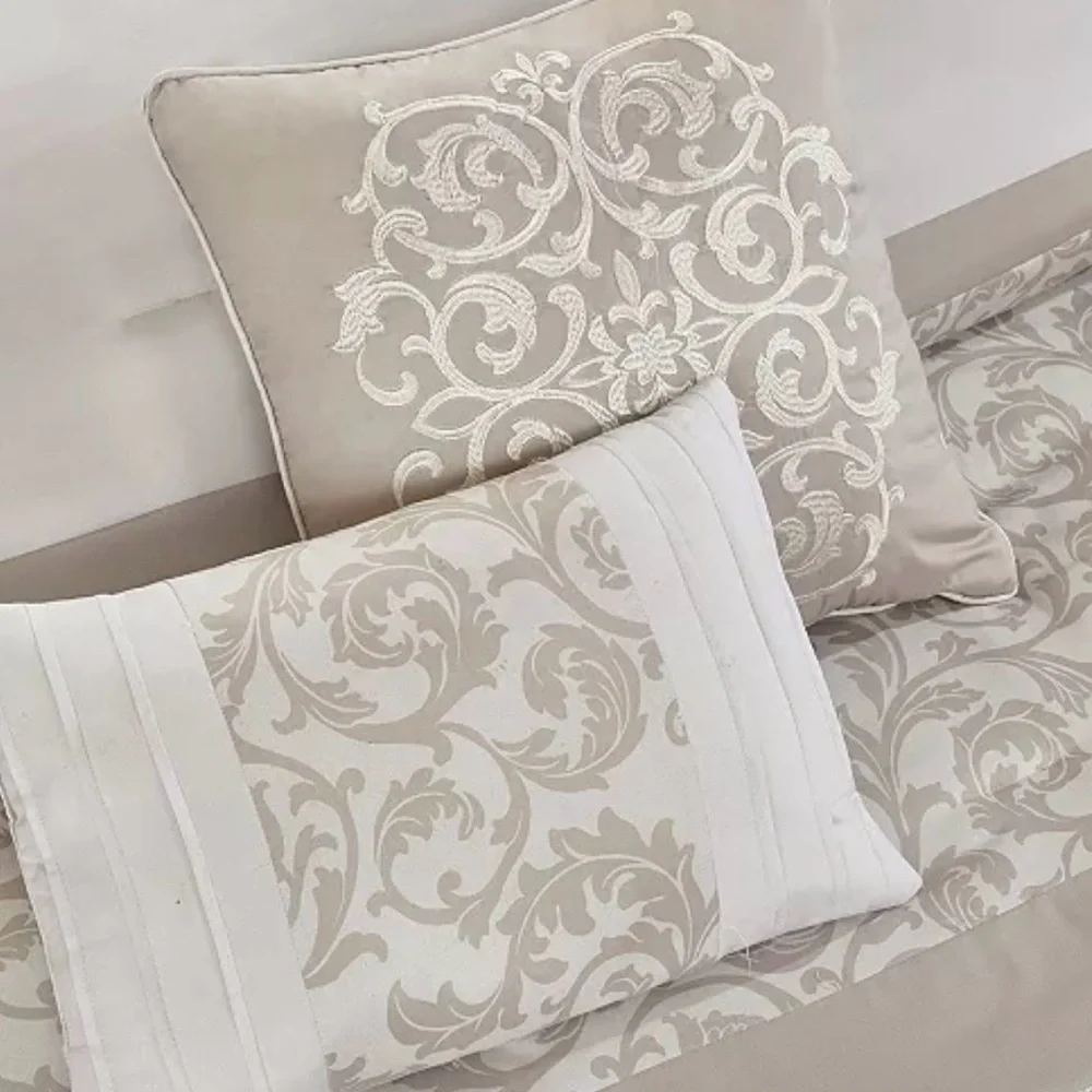 California King Elegant Cream Comforter 7piece Set
